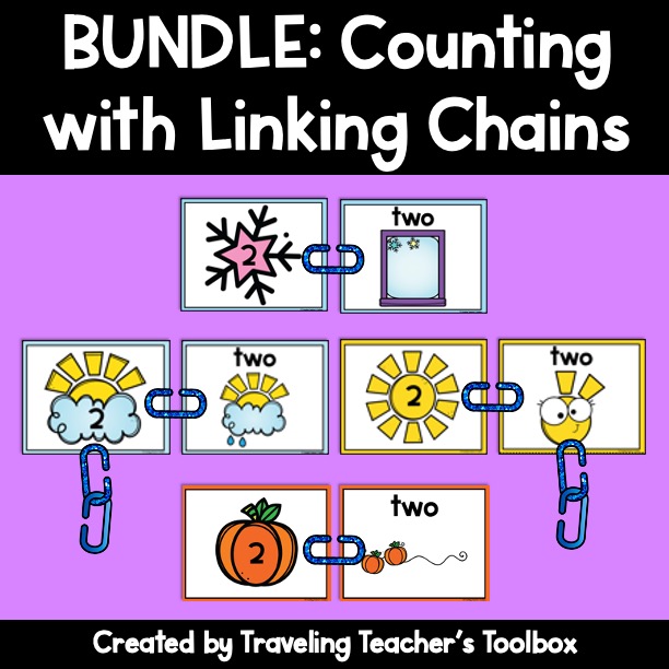 Clickable link to purchase a seasonal bundle of counting with linking chains. This is a great hands on option for manipulatives for elementary students.