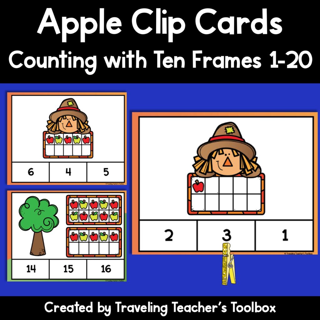 Fall Apples Counting Clip Cards Numbers 1-20
